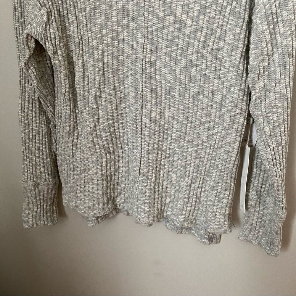 Caslon Sweater V-Neck Gray White Knit Marled Ribbed Casual Neutral - Picture 3 of 10